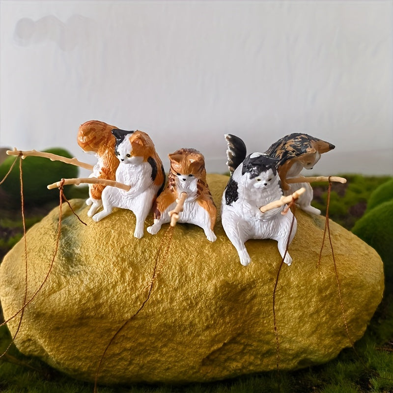 Cat Fishing Aquarium Decoration Toy Set