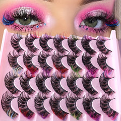 14 Pairs Layer Thick D Curling False Eyelashes Colorful and Natural Looking