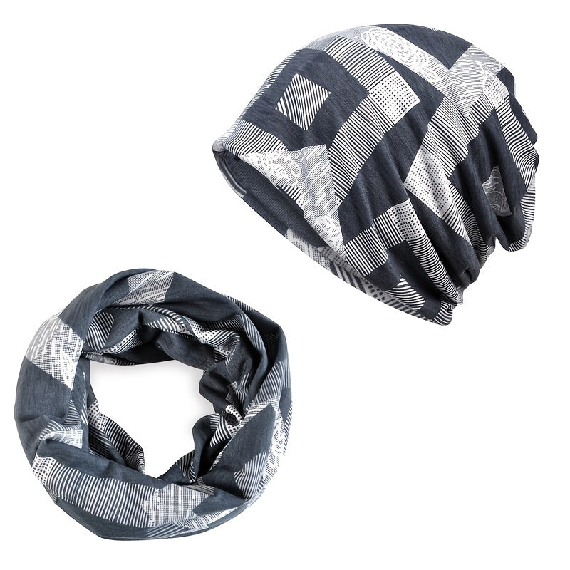 Womens Slouchy Beanie Hat & Infinity Scarf Set for Sports
