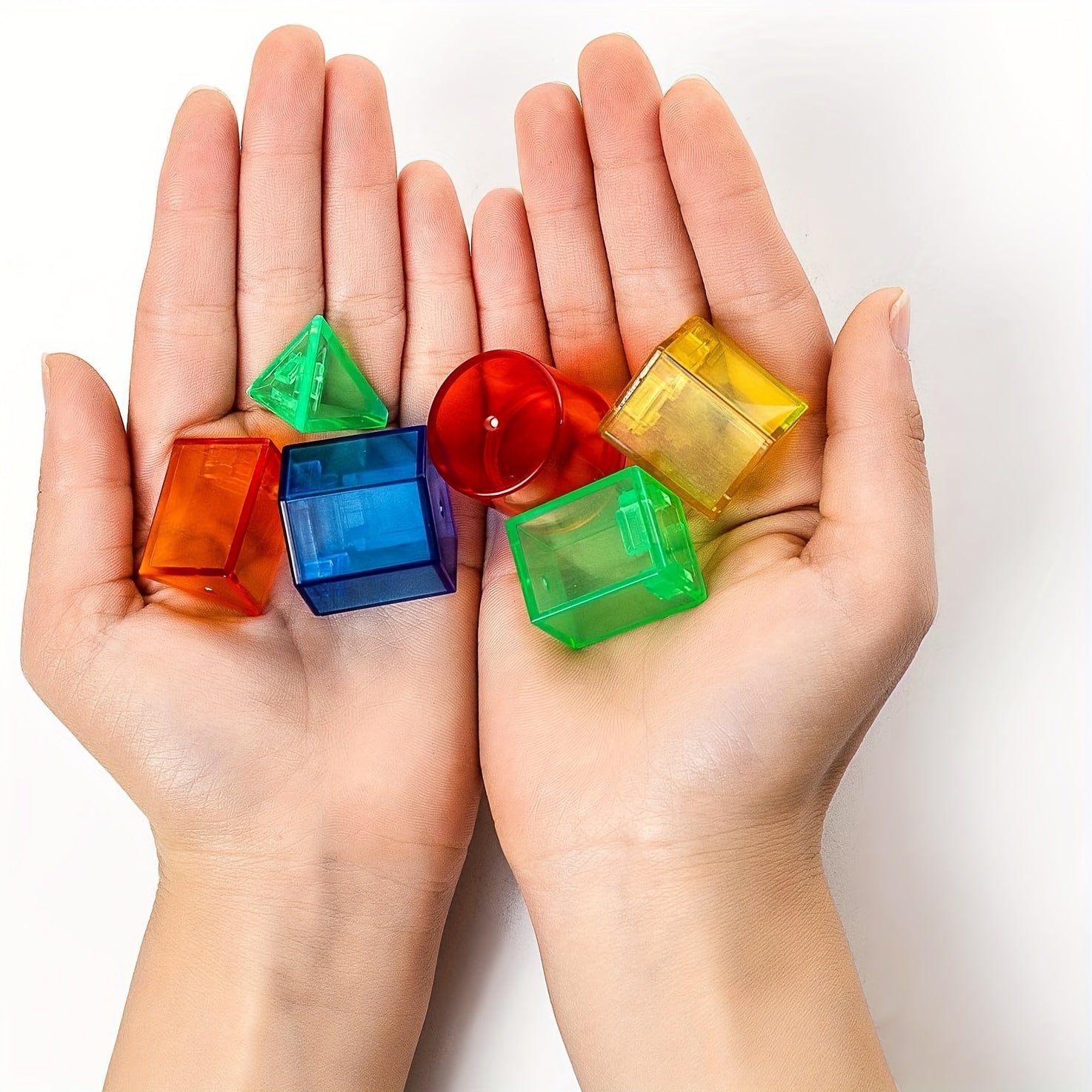 60pcs 3D Geometric Solids Transparent Shapes Stackable Toy Ideal Gift