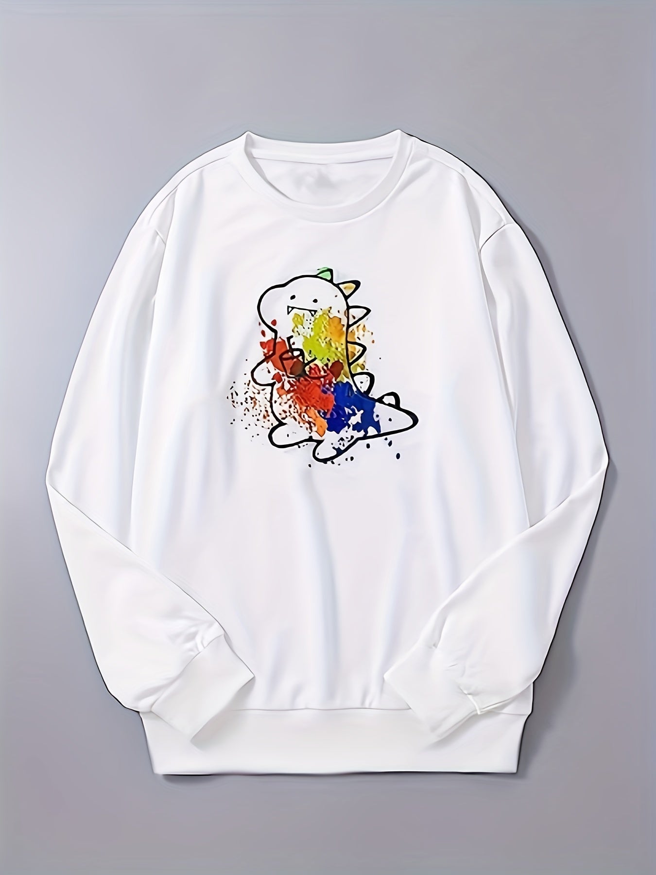 Dinosaur Print Men's Graphic Sweatshirt Loose Pullover