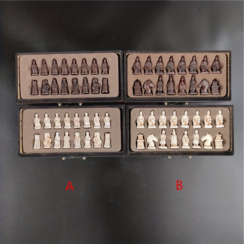 Vintage Terracotta Warriors & Qing Soldiers Chess Set