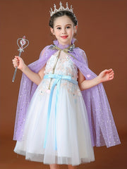 Girls Cartoon Sequin Princess Cloak Cape For Party Cosplay Dress Up