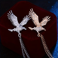 Elegant Eagle Brooch for Men with Artificial Diamond Inlay