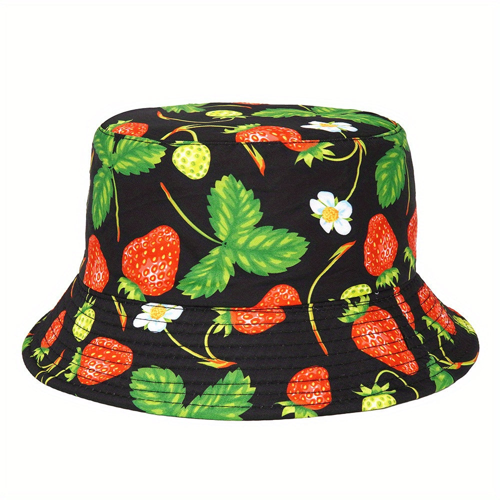 Plant Fruit Print Fisherman's Hat Double Sided Sun Hat