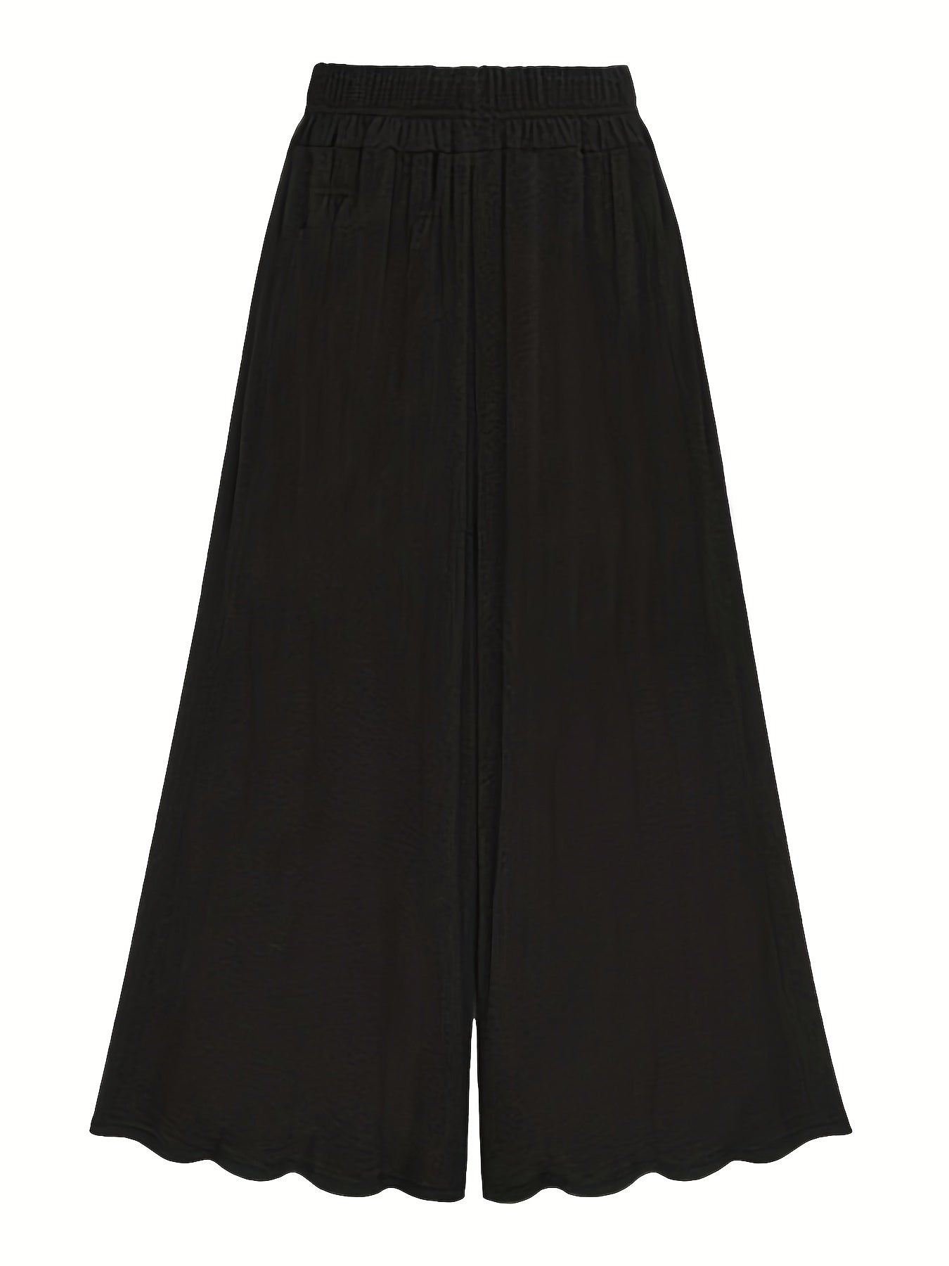  Solid Wide Leg Drawstring Pants Women's Plus Slight Stretch