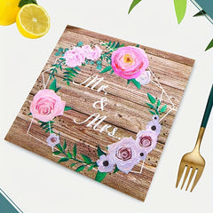 20pcs Rustic Wooden Wedding Tea Party Pink Floral Mr And Mrs Paper Napkins