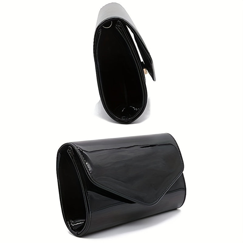 Glossy Envelope Chain Crossbody Bag PU Leather Shoulder Bag