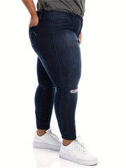 Distressed Ripped High Rise Skinny Jeans Plus Size