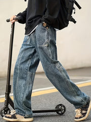 Men's Patchwork Denim Pants for Spring Summer