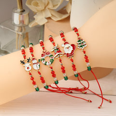 6 Festive Christmas Charm Bracelets - Red and Green Holiday Fashion