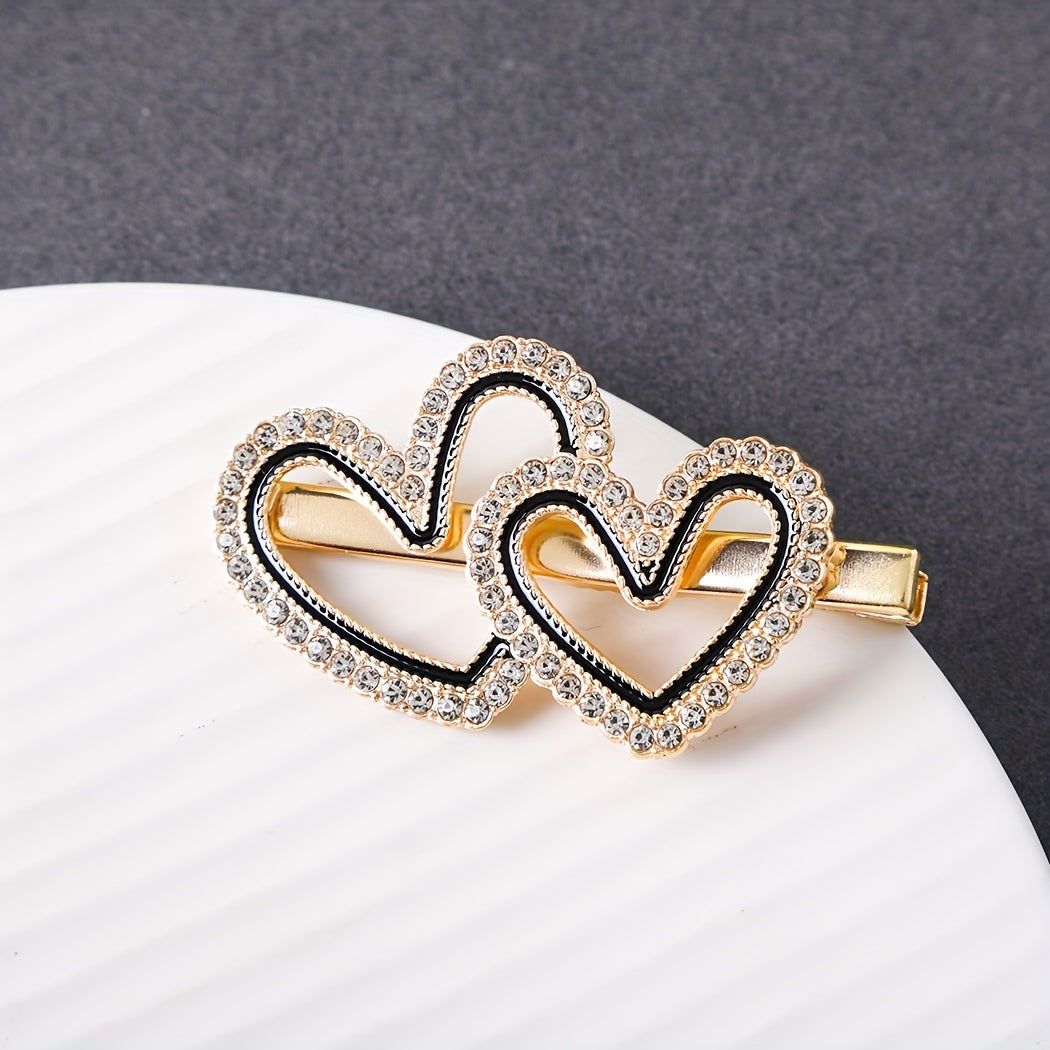 Heart Rhinestone Hair Clip Duck Billed Style for Women Girls