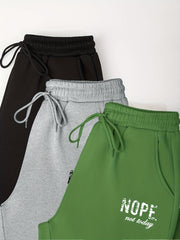 3 Pack Plus Size Sports Pants Set Women's Plus Letter Print Liner Fleece