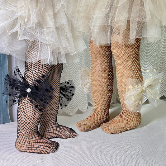 2 Pairs Girls Kids Fishnet Stockings Breathable Comfy Pantyhose