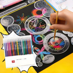 22pcs 36 Colored Glitter Gel Pen Educational Kaleidoscope Toy Variety Magic Set
