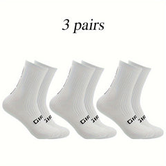 Men's Solid Woven Knit Breathable Crew Socks for Outdoor Activities