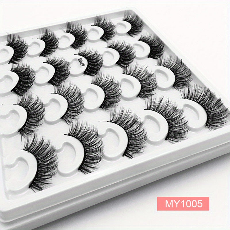 10 Pairs Faux Mink Lashes Natural Volume Curly False Eyelashes Makeup