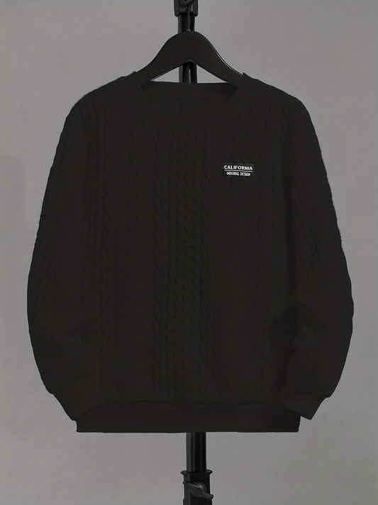 Boys Solid Crew Neck Sweatshirt with CALIFORNjsonIA Patch
