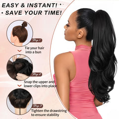 Water Wave Ponytail Extension 66 cm Synthetic Hair Clip-in