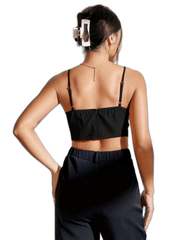 Solid Bow Tie Cami Top Sleeveless Satin Summer Sexy Crop