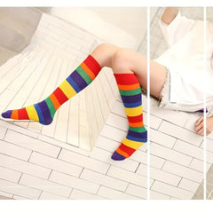 Rainbow Candy Striped Knee Socks for Kids 3-8yrs