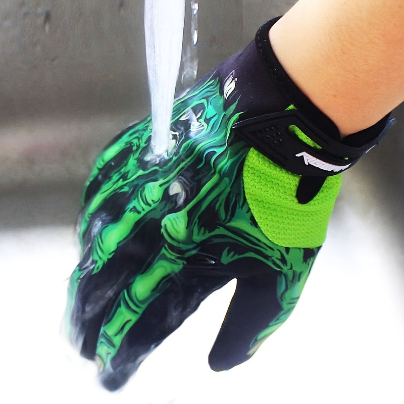 Fleece Waterproof Motorcycle Gloves Non Slip Full Finger Ghost Claw Printed