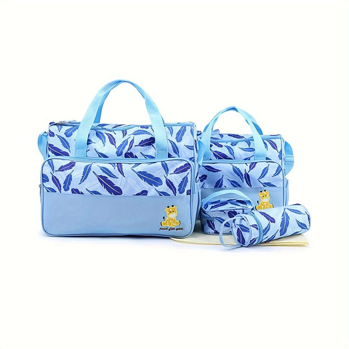 Set of 5 Diaper Bags Geometric Print Parent Bag Set with Shoulder Strap