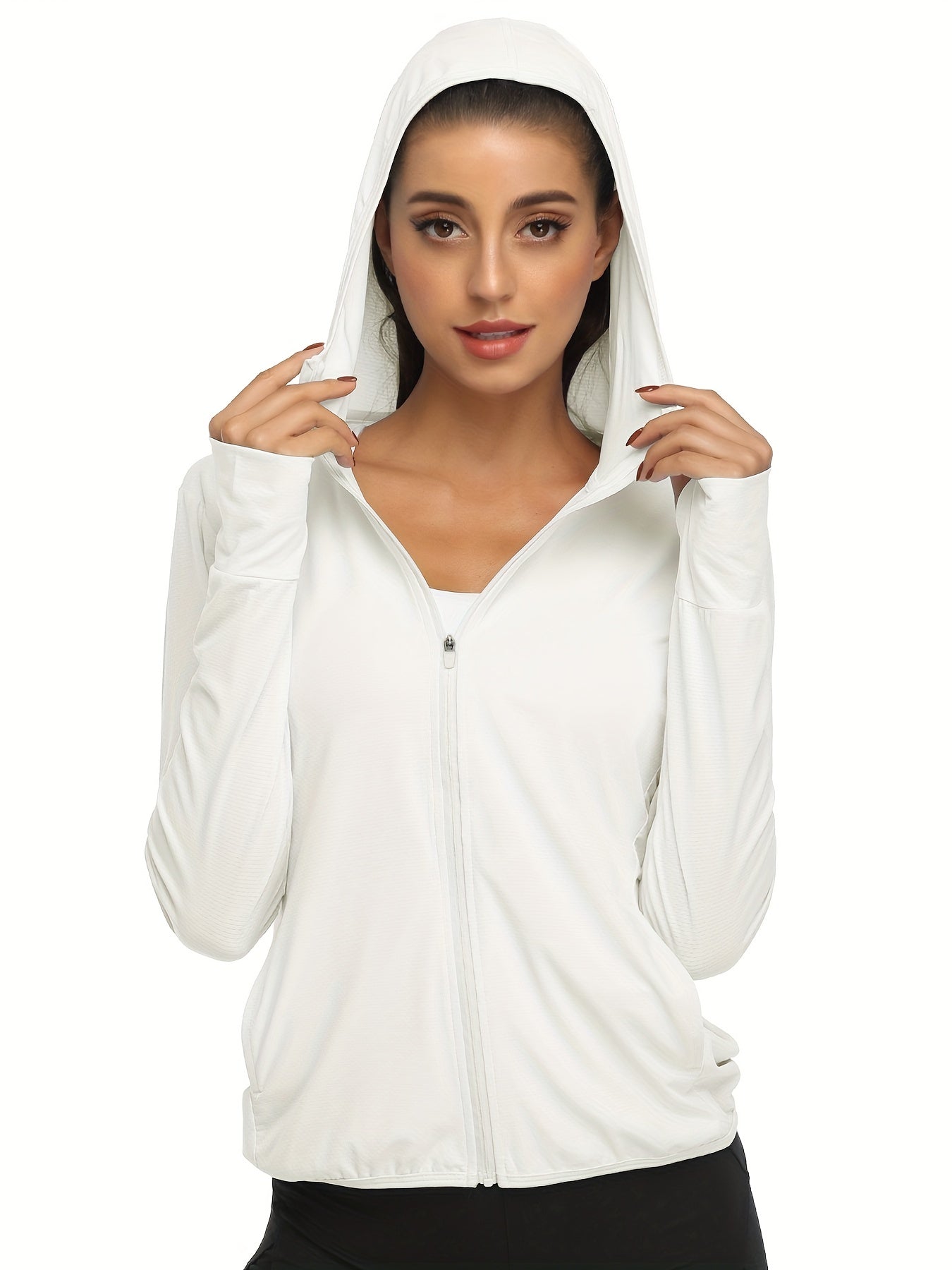 Women's Sun Protection Jacket Zip Hooded UV Sun Jacket