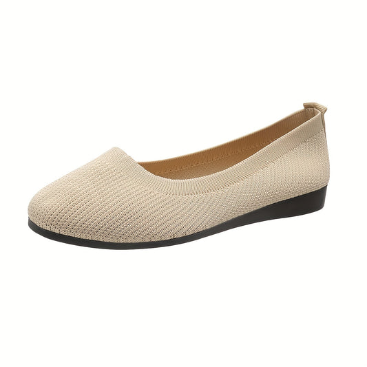 Women's Casual Knit Ballet Shoes Breathable Slip On Flat Shoes
