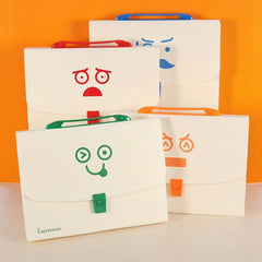 Cartoon Expression Organization Bag A4 13 Grids + Label Sticker