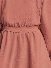 Women's Plus Solid Lantern Sleeve Mini Dress With Belt