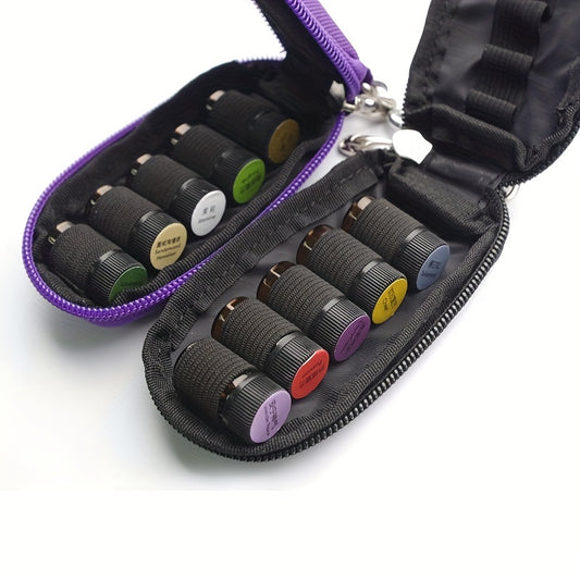 10-Bottle Essential Oil Carrying Case - Portable Keychain Pouch Kit