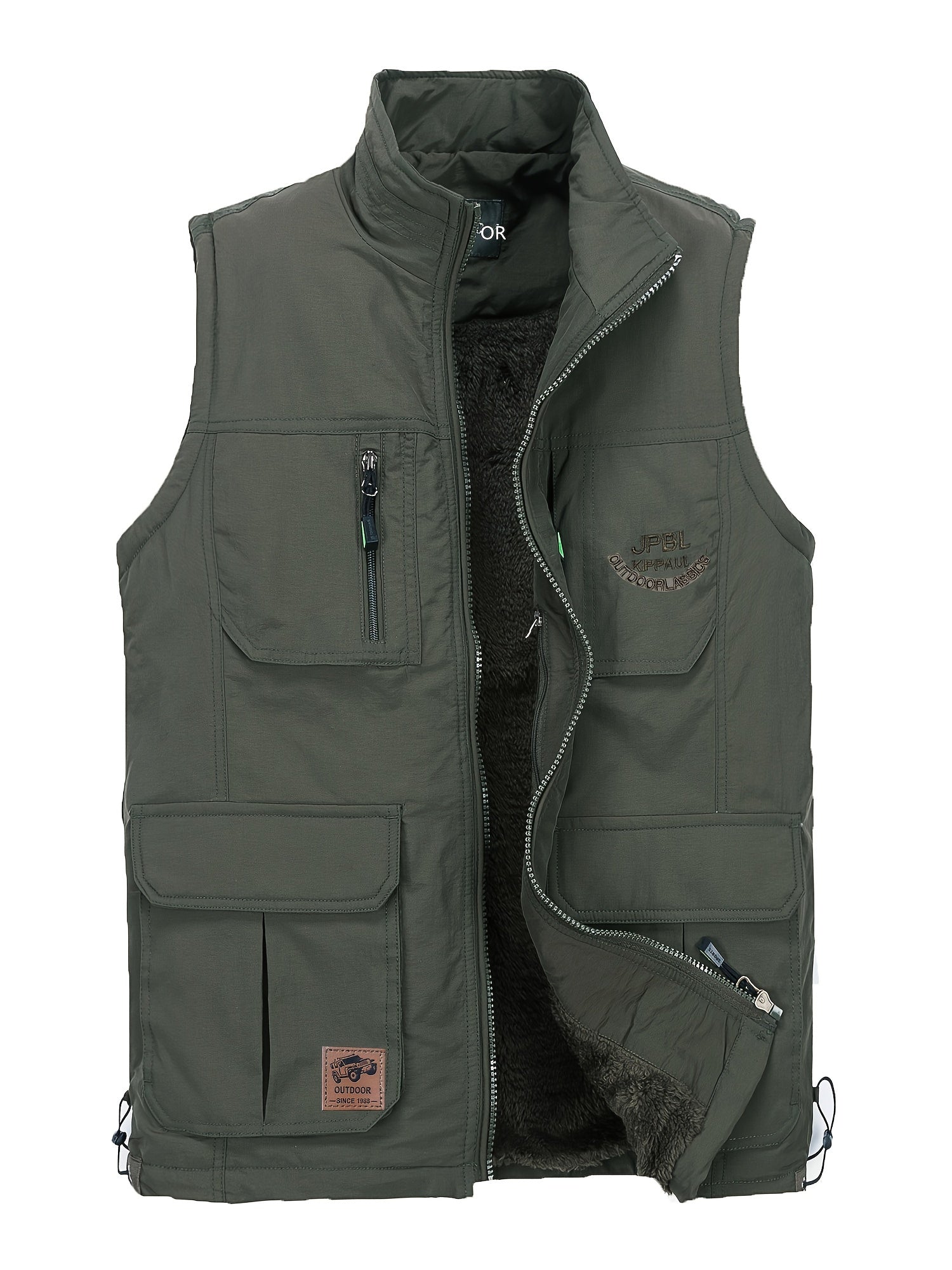 Thermal Cargo Vest Men's Zip Up Spring Summer Outwear