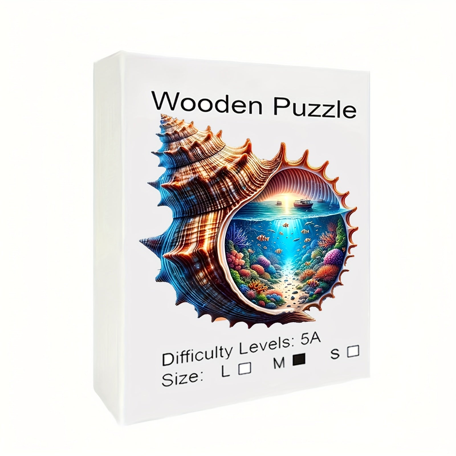 Seashell Underwater World Wooden Puzzle High Difficulty Brain Teaser for Adults