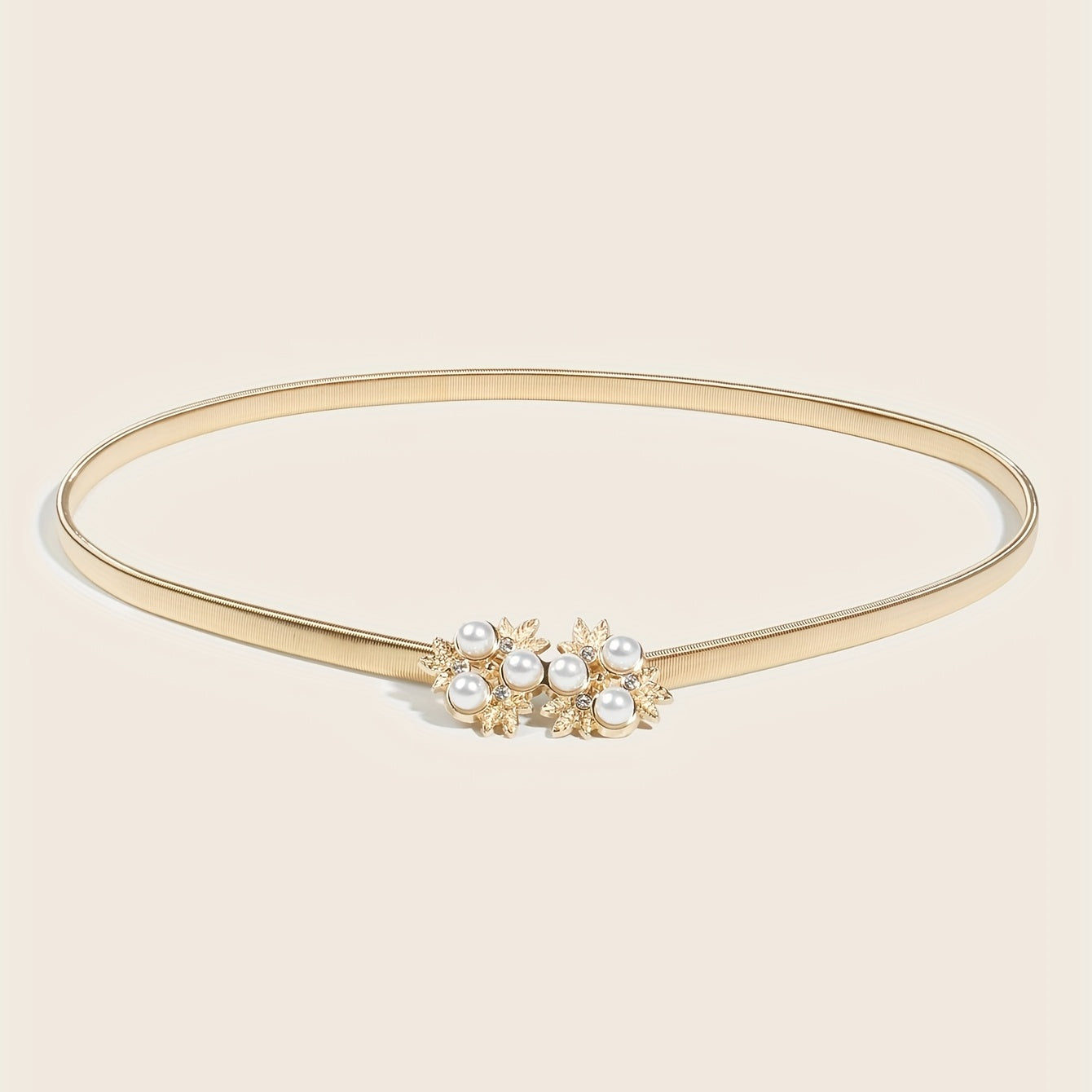 Faux Pearl Snowflake Waist Chain Golden Elastic Chain Belt