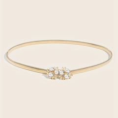 Faux Pearl Snowflake Waist Chain Golden Elastic Chain Belt