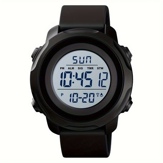 Unisex Waterproof Digital Sports Watch Alarm LED Backlight