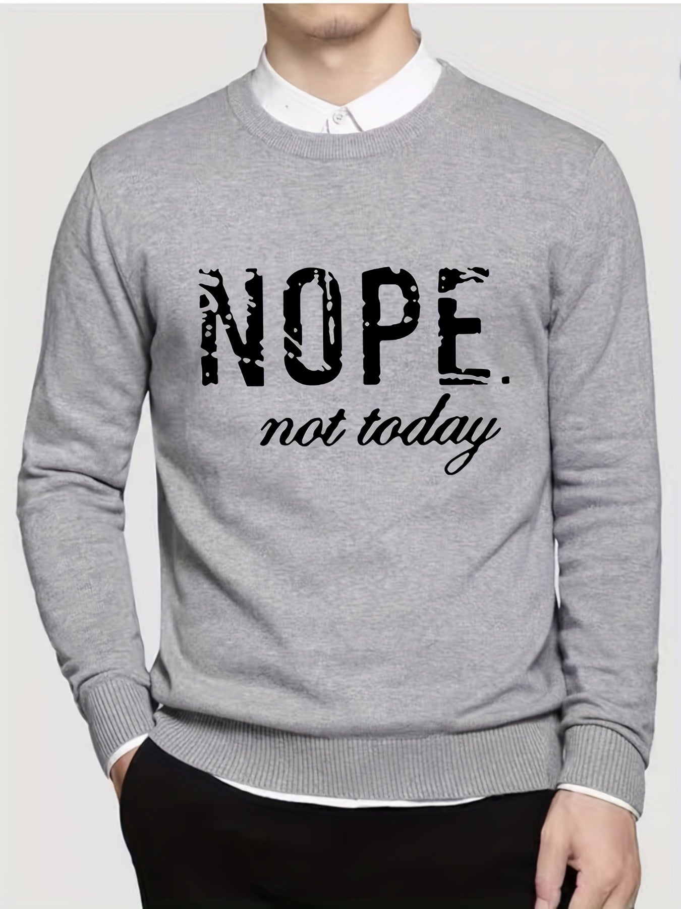 Men's Casual Warm Knitted Crew Neck Sweater