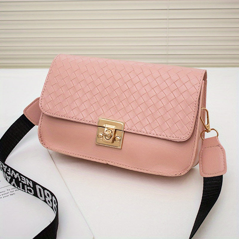 Square Flap Shoulder Bag with Wide Strap for Work