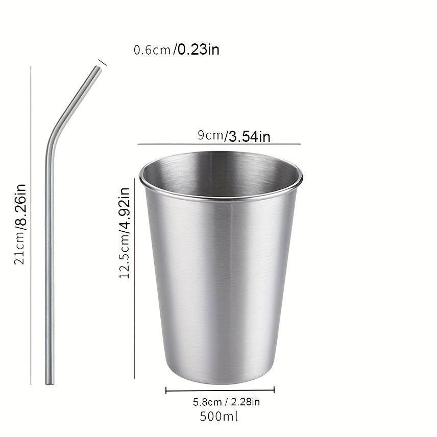 Stainless Steel Cup with Lid & Straw, Creative Drinkware for Home & Office