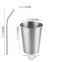 Stainless Steel Cup with Lid & Straw, Creative Drinkware for Home & Office