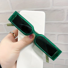Vintage Hip Hop Rectangle Sunglasses Narrow Frame Shades Eyewear
