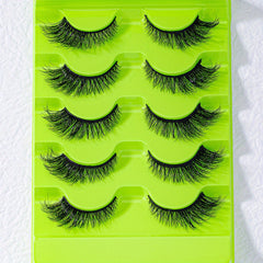 5 Pairs Cat Eye False Lashes Fluffy Soft Cross Manga Wispy Eyelashes