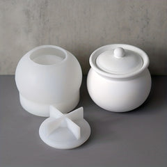 Concrete Candle Jar with Lid Silicone Mold DIY Craft Mould
