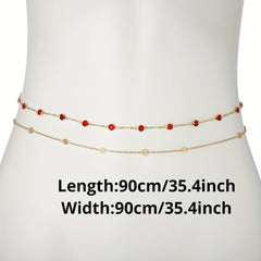 Rhinestone Thin Waist Golden Double Layer Metal Belly Chain Body Jewelry