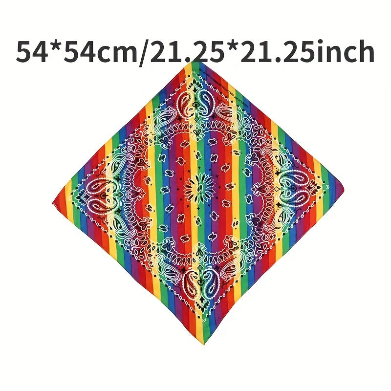 Pride Month Rainbow Stripe Headband Hippie Style Handkerchief