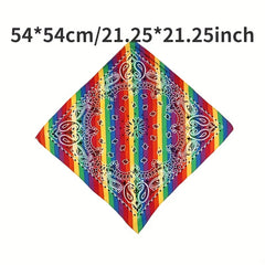 Pride Month Rainbow Stripe Headband Hippie Style Handkerchief