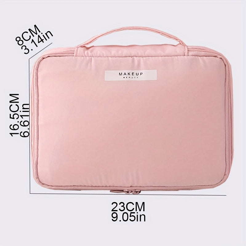 Travel Cosmetic Bag with Makeup Brush Holder Waterproof Portable Toiletry Case
