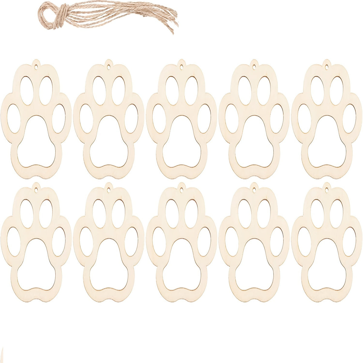 10pcs DIY Pet Paw Wooden Discs Create Your Own Crafts