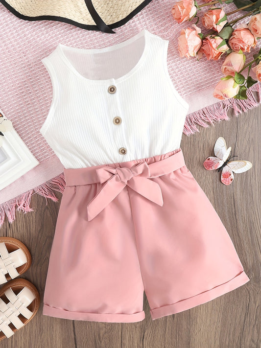 Girls Pink Summer Jumpsuit